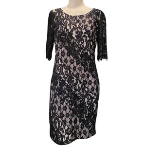 KATHERINE KELLY  Black Lace Midi Dress